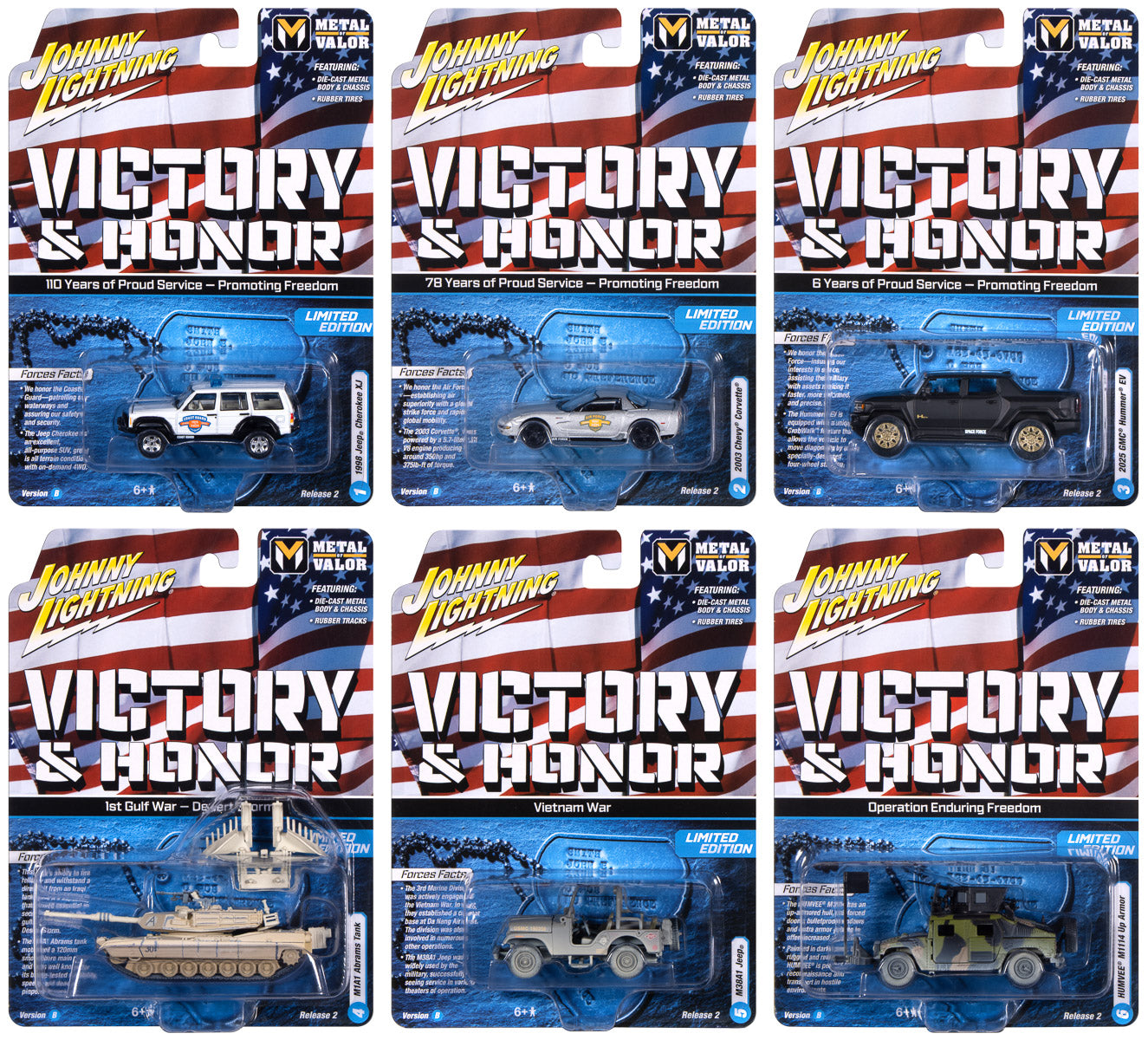 "PRE-ORDER" Johnny Lightning Military 2025 Release 2 Set B (6-Piece Sealed Case) Diecast (DUE LATE JULY 2026)