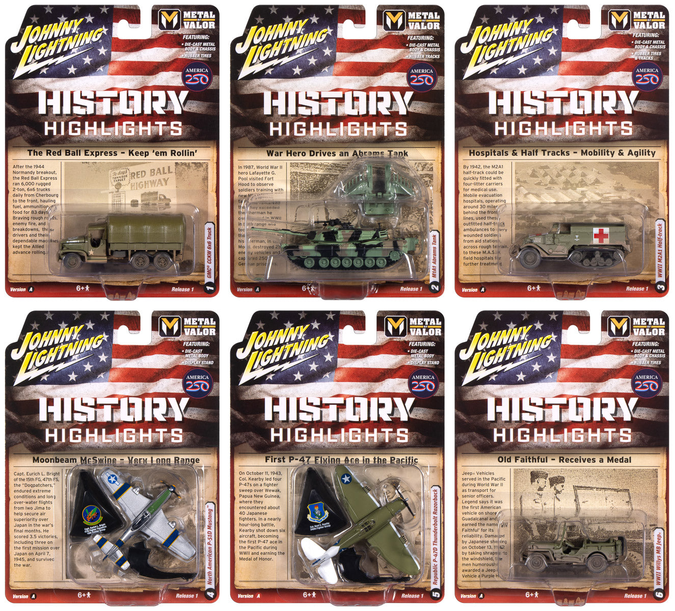 "PRE-ORDER" Johnny Lightning Military 2026 Release 1 Set A (6-Piece Sealed Case) Diecast (DUE LATE AUGUST 2026)