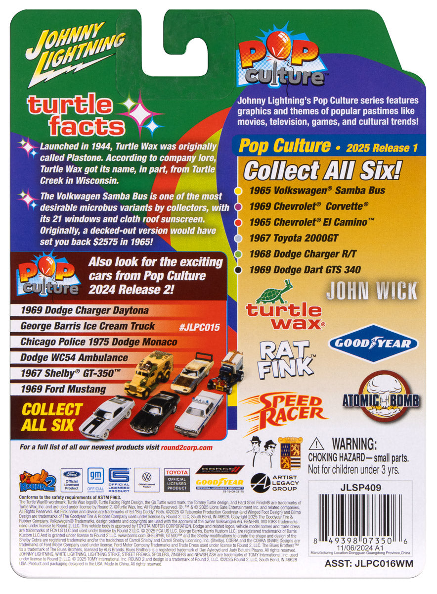 Johnny Lightning Turtle Wax 1965 Volkswagen 21 Window Samba Bus 1:64 Scale Diecast