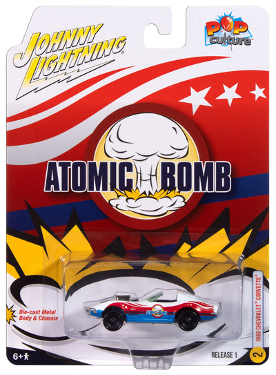 Johnny Lightning "Stuntman Mike's Ride Along Racing  1969 Chevy Corvette "Atomic Bomb" 1:64 Scale Diecast