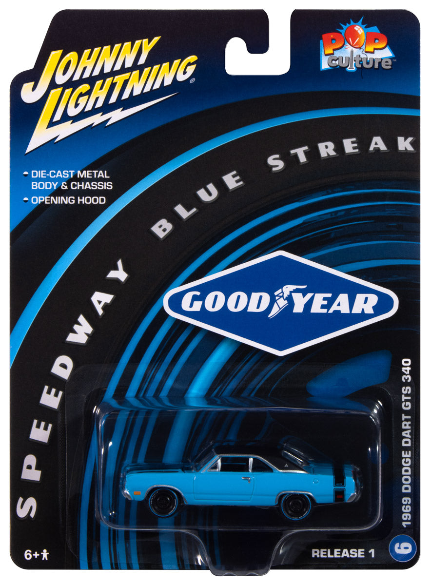Johnny Lightning Goodyear Blue Streak 1969 Dodge Dart 1:64 Scale Diecast