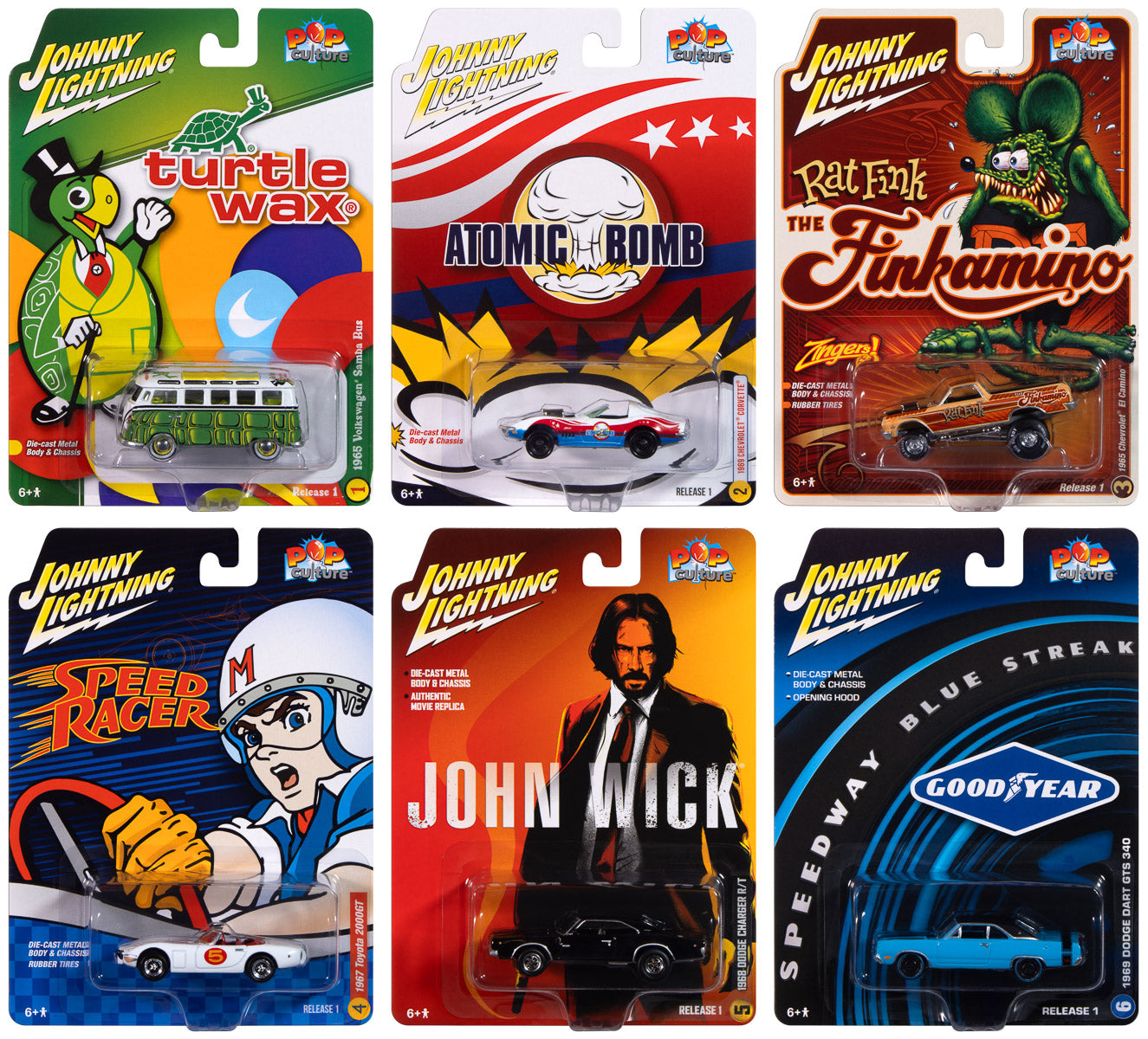 Johnny Lightning Pop Culture 2025 Release 1 (6-Car Sealed Case) 1:64 Diecast