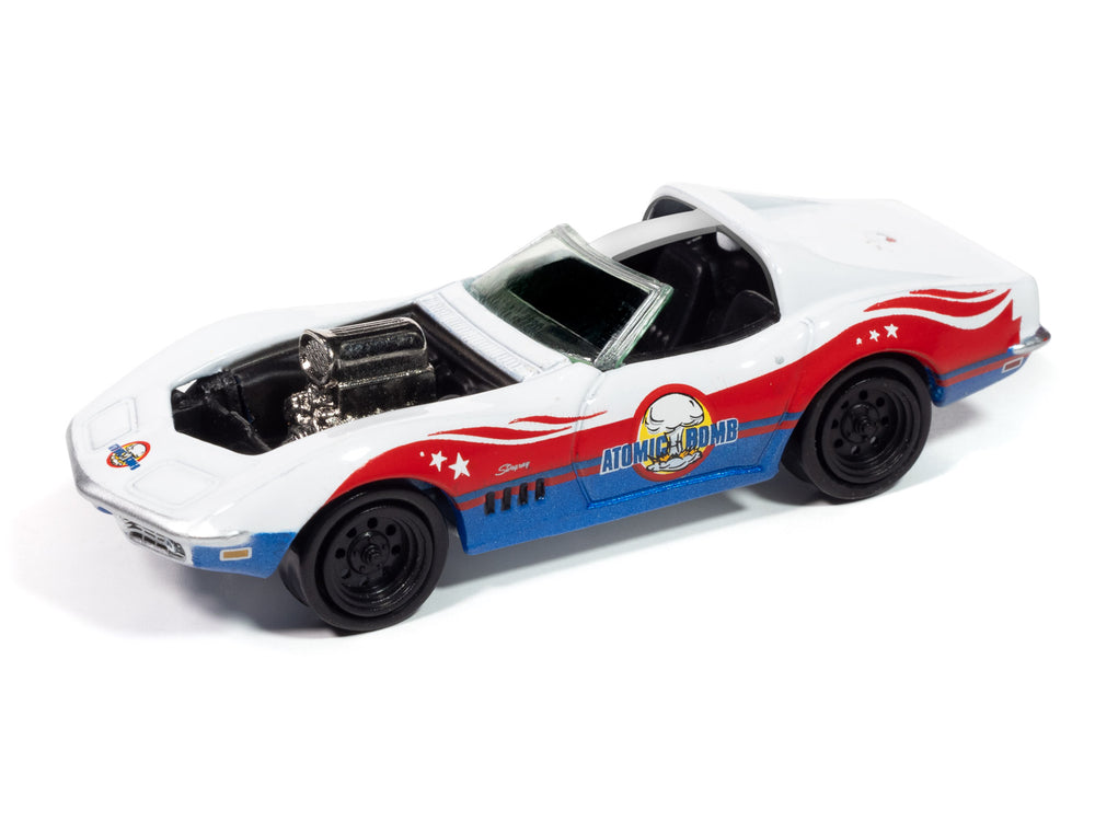 Johnny Lightning "Stuntman Mike's Ride Along Racing 1969 Chevy Corvette "Atomic Bomb" 1:64 Scale Diecast