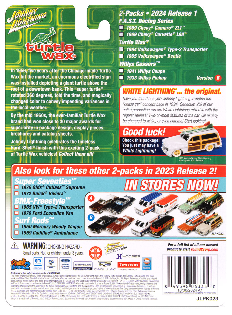Johnny Lightning 2024 Release 1 Turtle Wax Version B (2-Pack) 1:64 Scale Diecast
