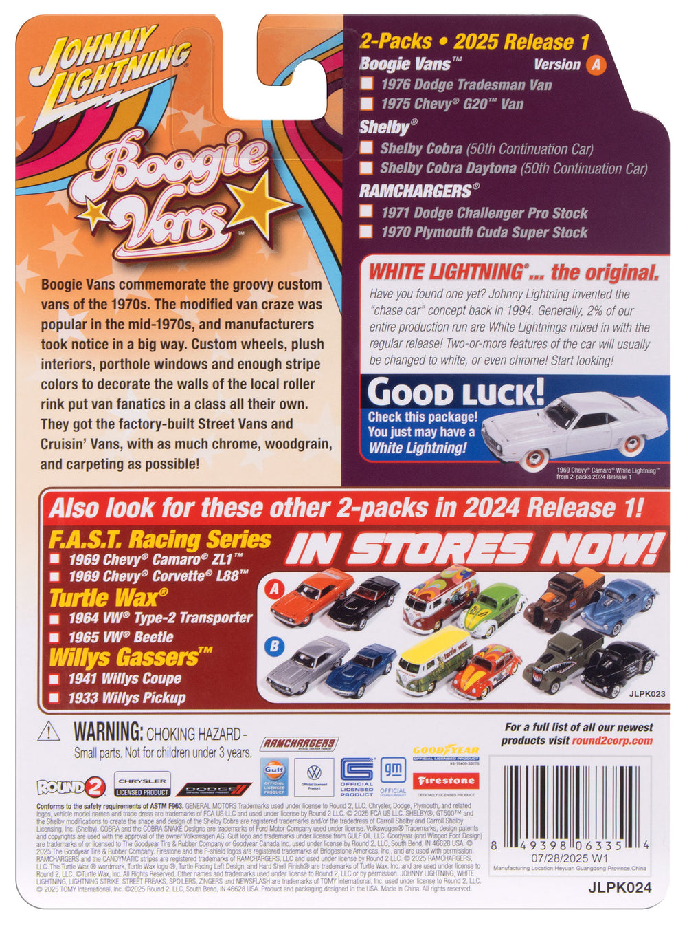 "PRE-ORDER" Johnny Lightning 2025 Release 1 Boogie Vans A (2-Pack) 1:64 Scale Diecast (DUE LATE JULY 2026)