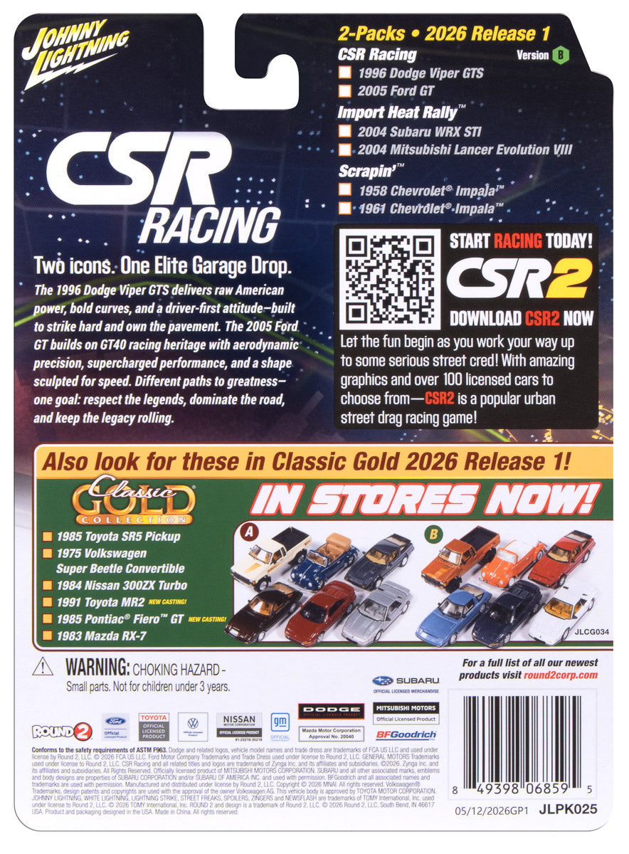 "PRE-ORDER" Johnny Lightning 2026 Release 1 Import Heat Rally B (2-Pack) 1:64 Scale Diecast (DUE OCTOBER 2026)