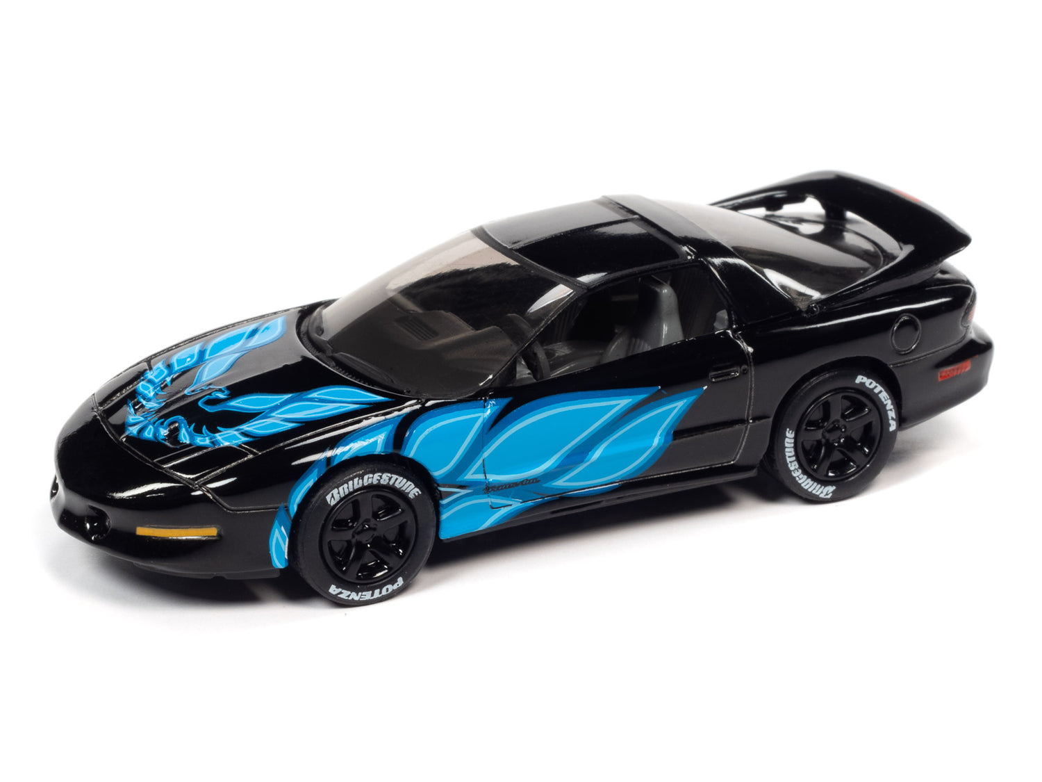 Johnny Lightning Street Freaks 1993 Pontiac Firebird T/A (Black w/Blue Firebird Flames) 1:64 Scale Diecast