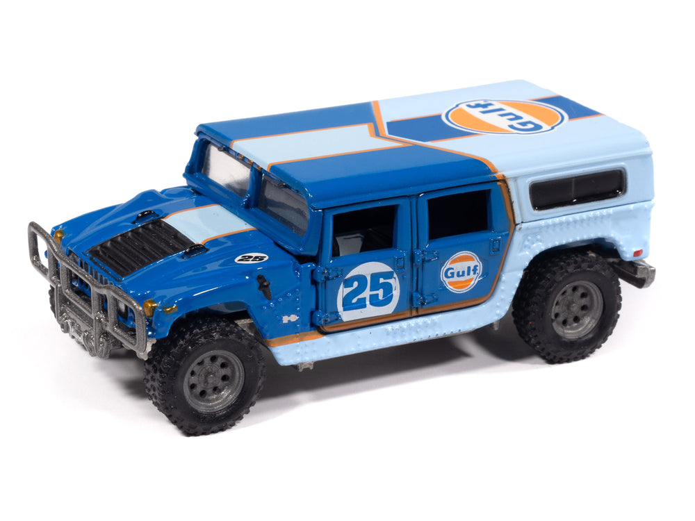 Johnny Lightning Street Freaks 2006 Hummer H1 (Off Road) (Gulf Dark Blue w/Orange Graphics) 1:64 Scale Diecast