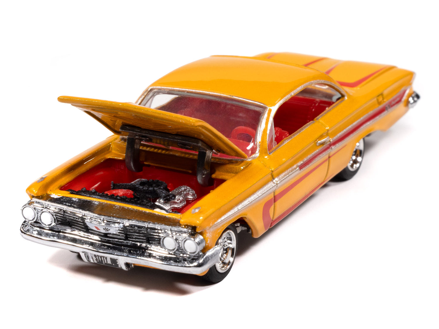 Johnny Lightning Street Freaks 1961 Chevy Impala SS 409 (Scrapin’) (Metallic Yellow w/Red) 1:64 Scale Diecast