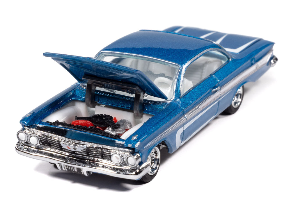 "PRE-ORDER" Johnny Lightning Street Freaks 1961 Chevy Impala SS 409 (Scrapin’) (Metallic Blue w/White) 1:64 Scale Diecast (DUE LATE OCTOBER 2025)