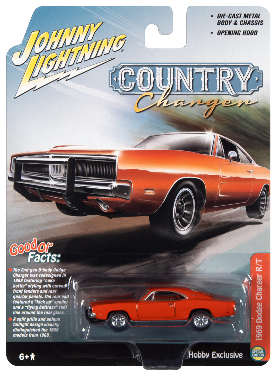 Johnny Lightning 1969 Dodge Charger (Orange) 1:64 Scale Diecast