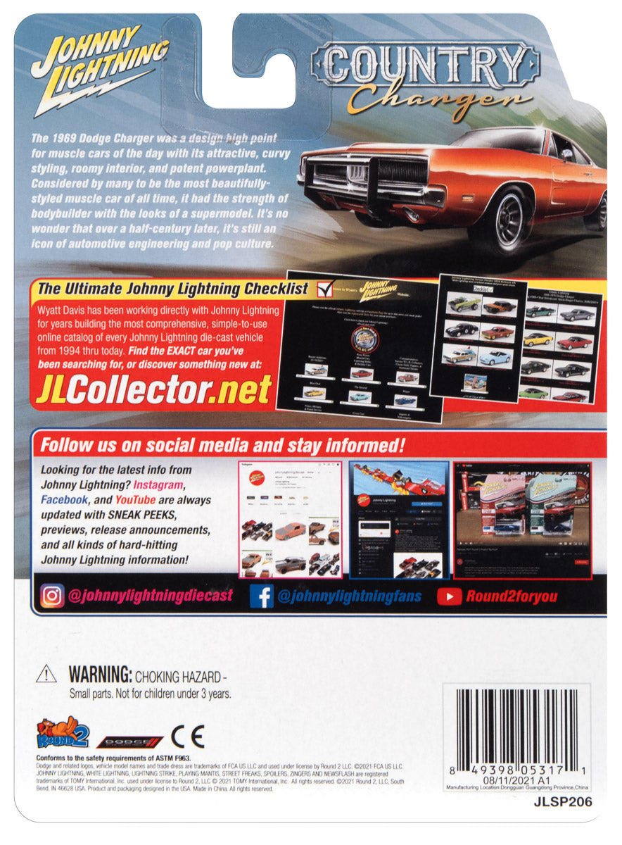 Johnny Lightning 1969 Dodge Charger (Orange) 1:64 Scale Diecast