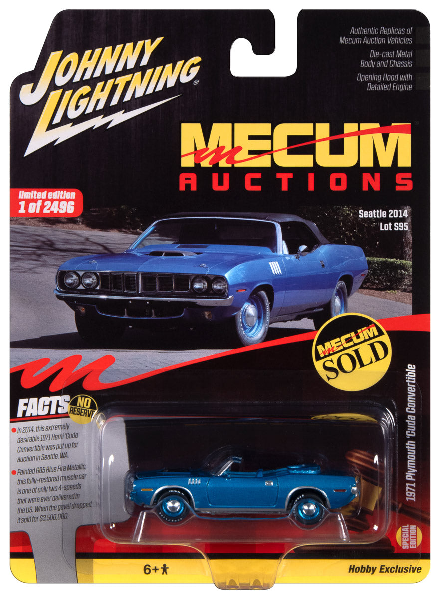Johnny Lightning Mecum 1971 Plymouth Cuda Convertible 1:64 Scale Diecast