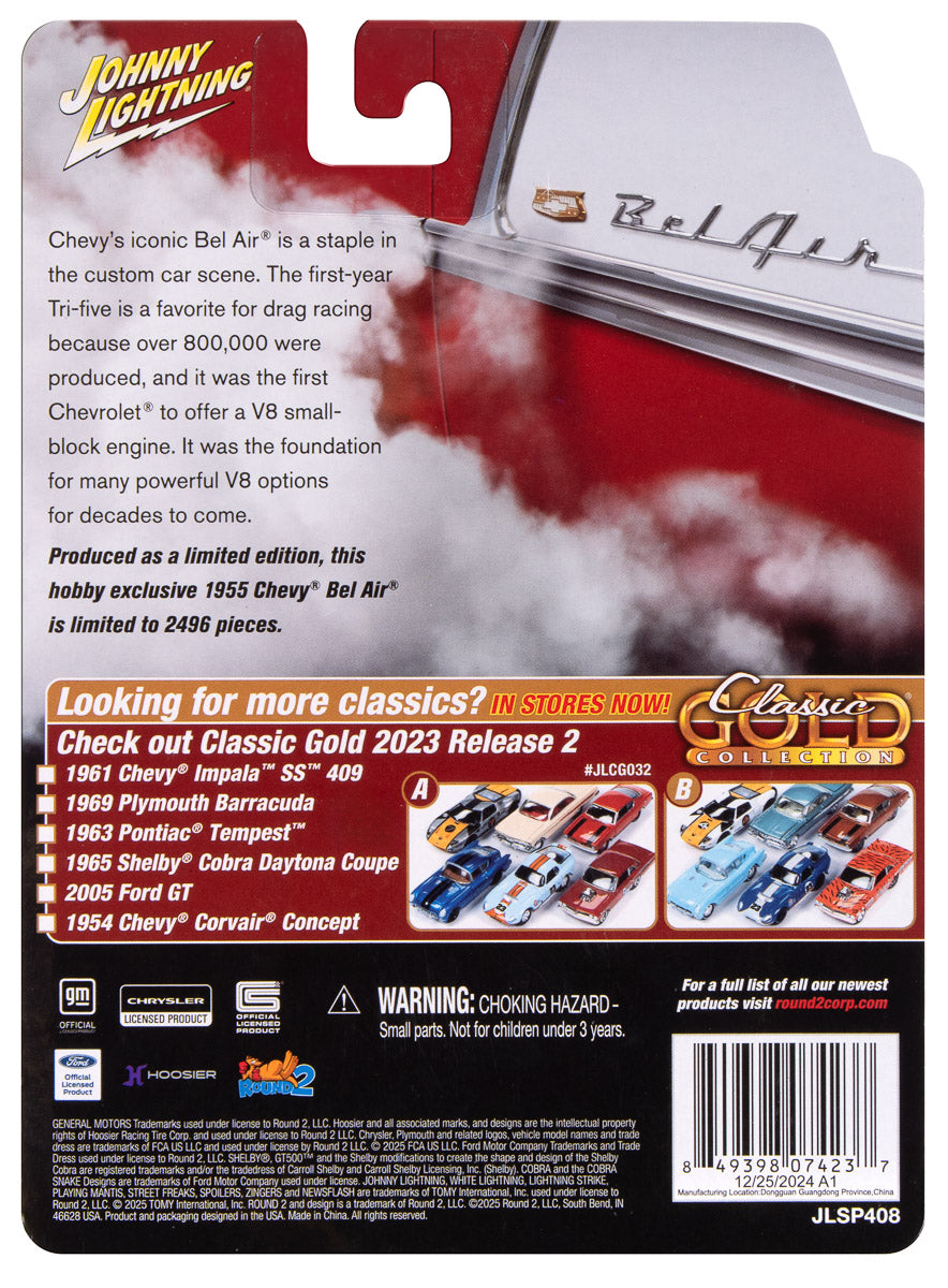 Johnny Lightning Hobby Exclusive 1955 Chevrolet Bel Air (Red/White) 1:64 Scale Diecast