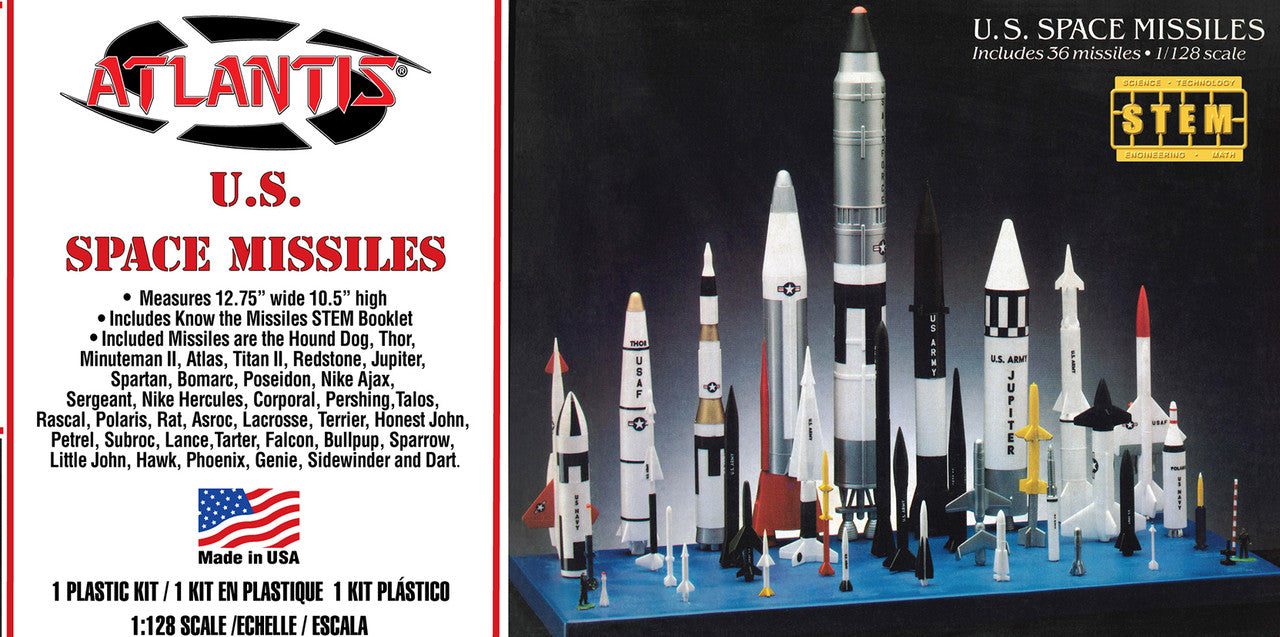 Atlantis U.S. Space Missiles Set (36 Missiles) 1:128 Scale Model Kit