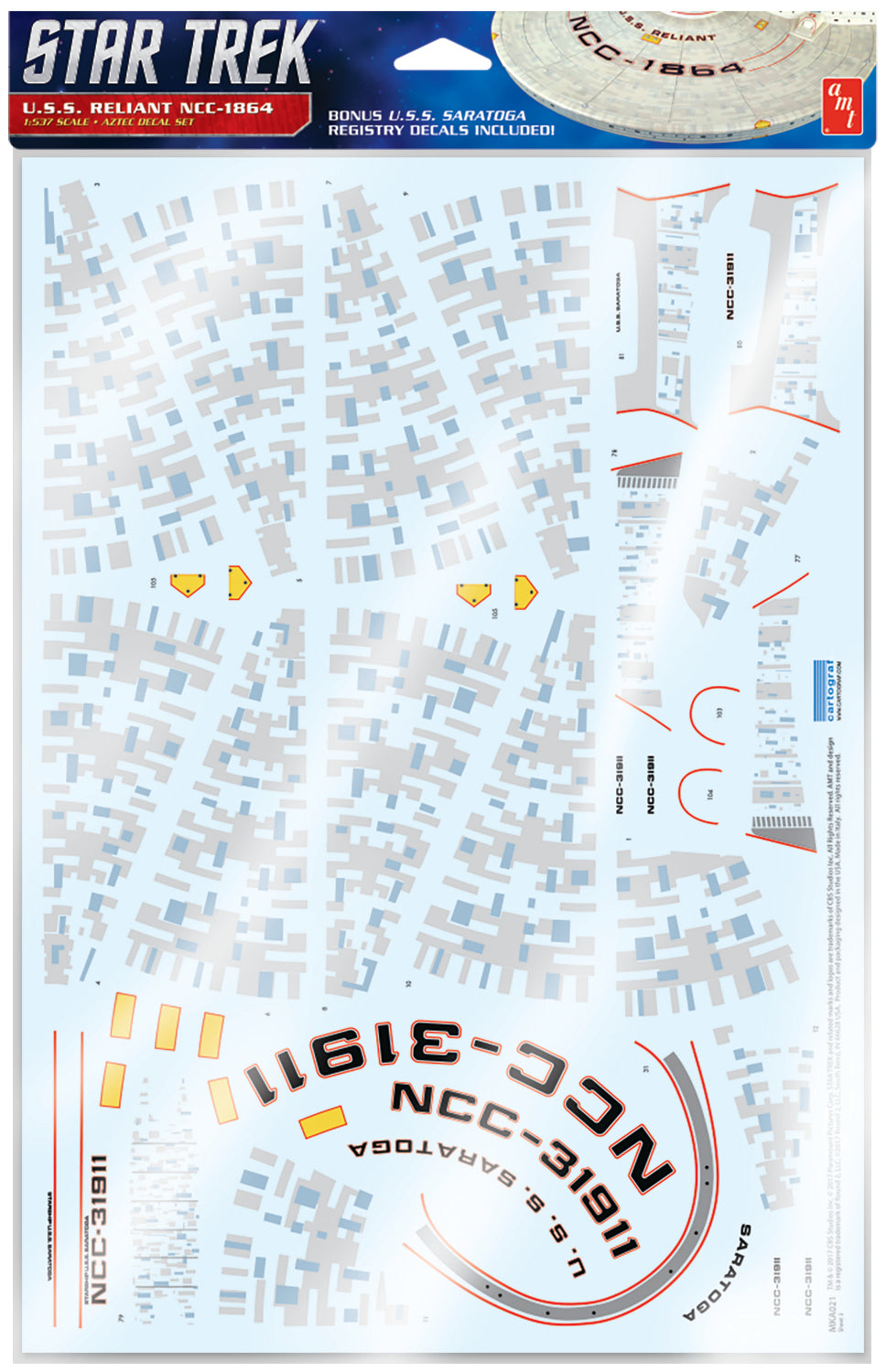Star Trek U.S.S. Reliant Aztec Decals 1:537 Scale