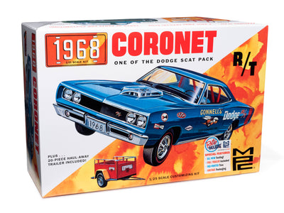 MPC 1968 Dodge Coronet Hardtop w/Trailer 1:25 Scale Model Kit