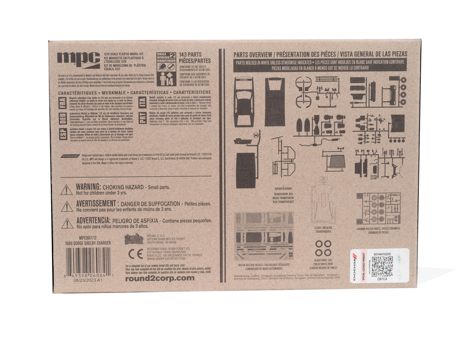 MPC 1986 Dodge Shelby Charger 1:25 Scale Model Kit