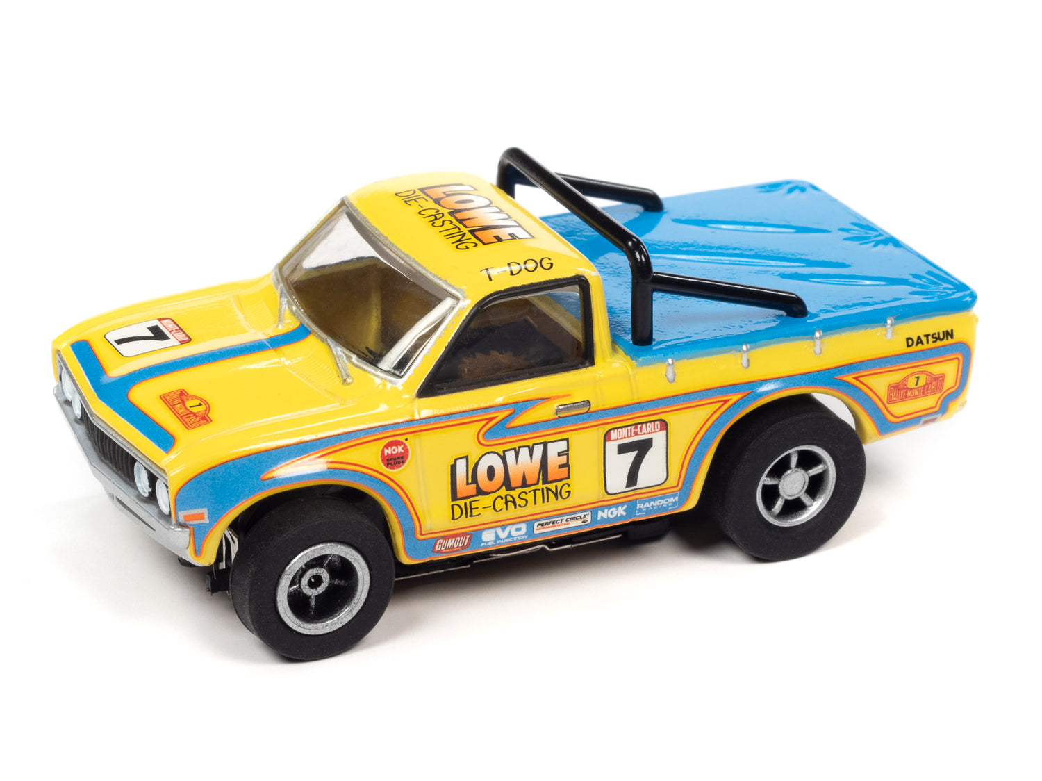 Auto World Xtraction 1975 Datsun 620 Pickup Truck (Yellow) HO Slot Car