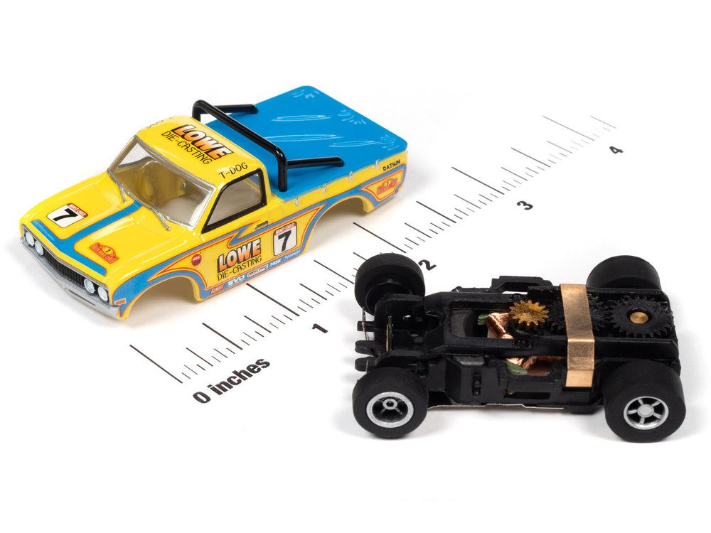 Auto World Xtraction 1975 Datsun 620 Pickup Truck (Yellow) HO Slot Car