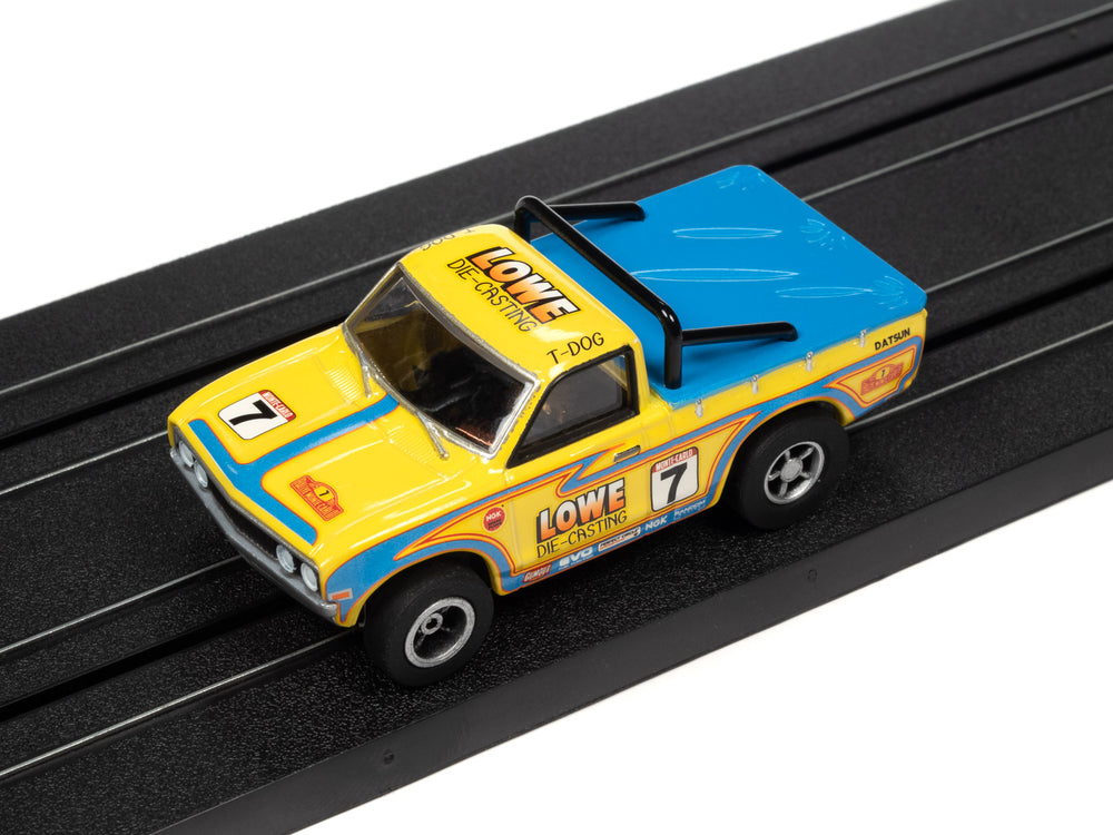 Auto World Xtraction 1975 Datsun 620 Pickup Truck (Yellow) HO Slot Car