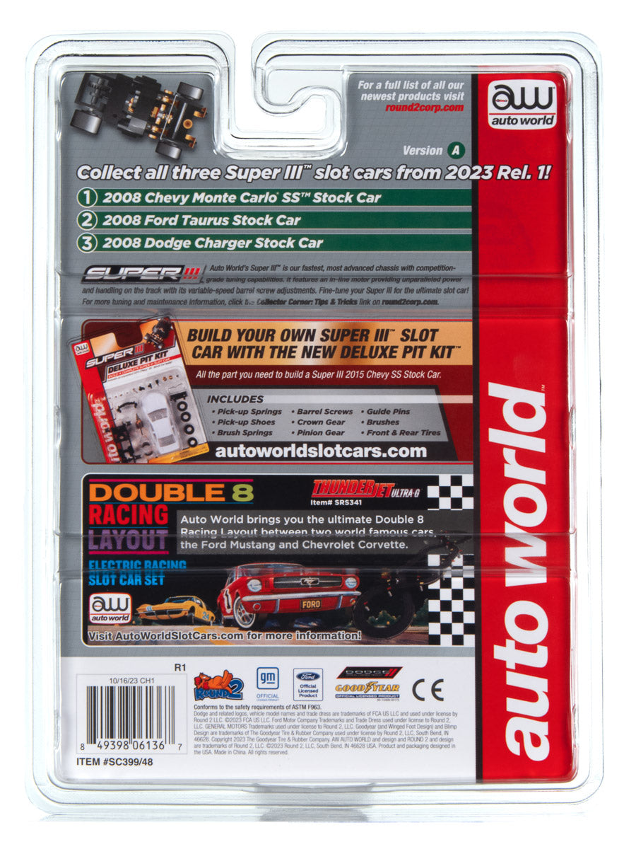 Auto World Super III 2008 Dodge Charger Stock Car (Gold) HO Scale Slot Car