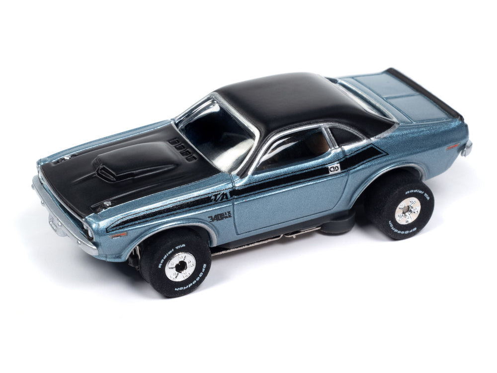 Auto World Thunderjet 1970 Dodge Challenger T/A - Light Blue Poly HO Scale Slot Car