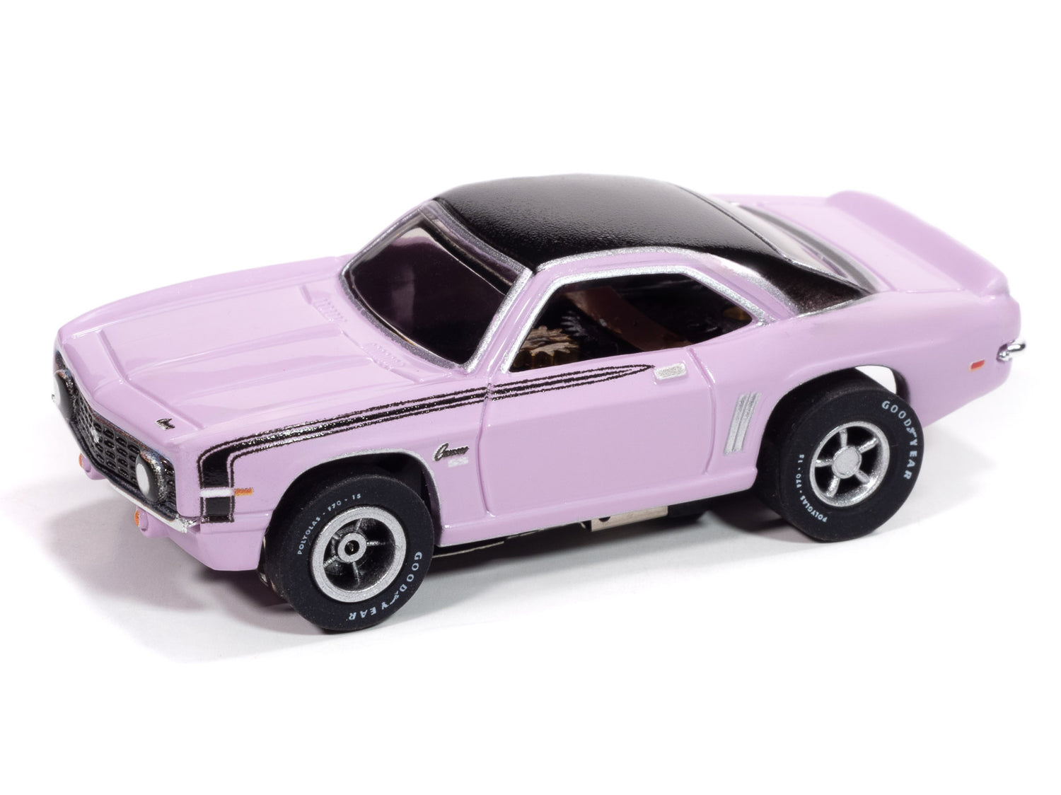 Auto World Xtraction 1969 Chevy Camaro (Orchid & Black) HO Scale Slot Car