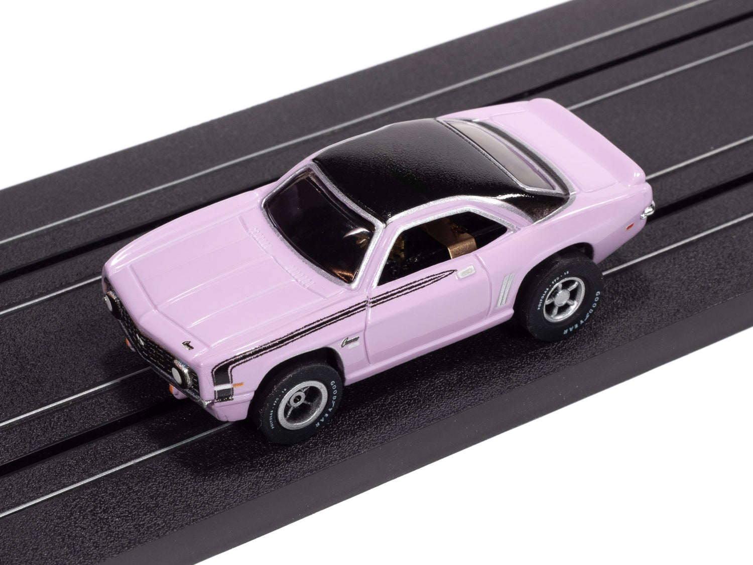 Auto World Xtraction 1969 Chevy Camaro (Orchid & Black) HO Scale Slot Car