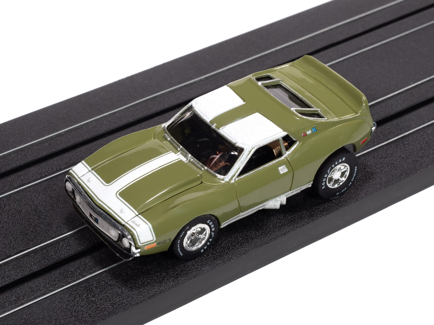 Auto World Xtraction 1971 AMC Javelin (Green & White) HO Scale Slot Car