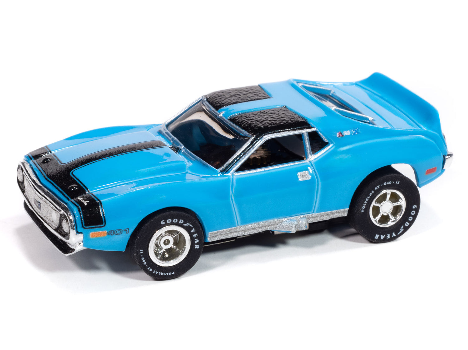 Auto World Xtraction 1971 AMC Javelin (Blue & Black) HO Scale Slot Car