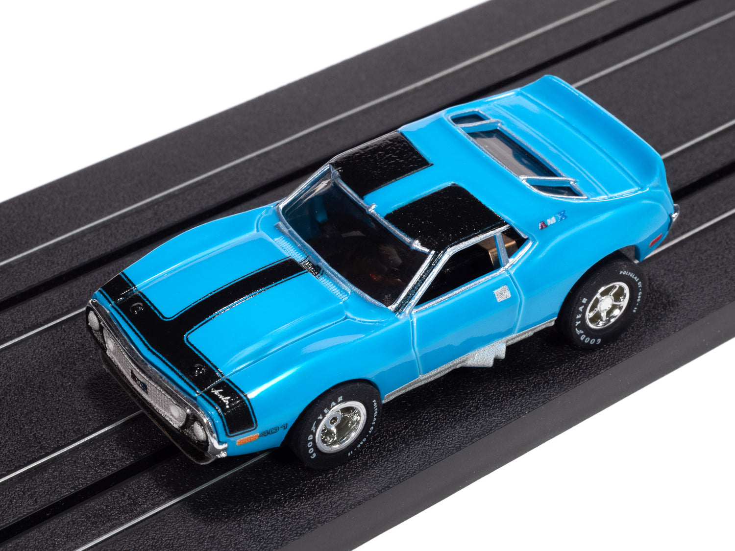 Auto World Xtraction 1971 AMC Javelin (Blue & Black) HO Scale Slot Car