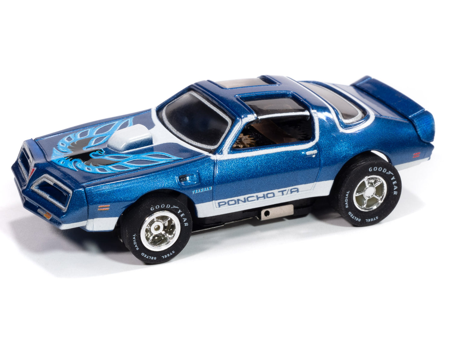 Auto World Xtraction 1977 Pontiac Firebird T/A (Blue, White & Black) HO Scale Slot Car
