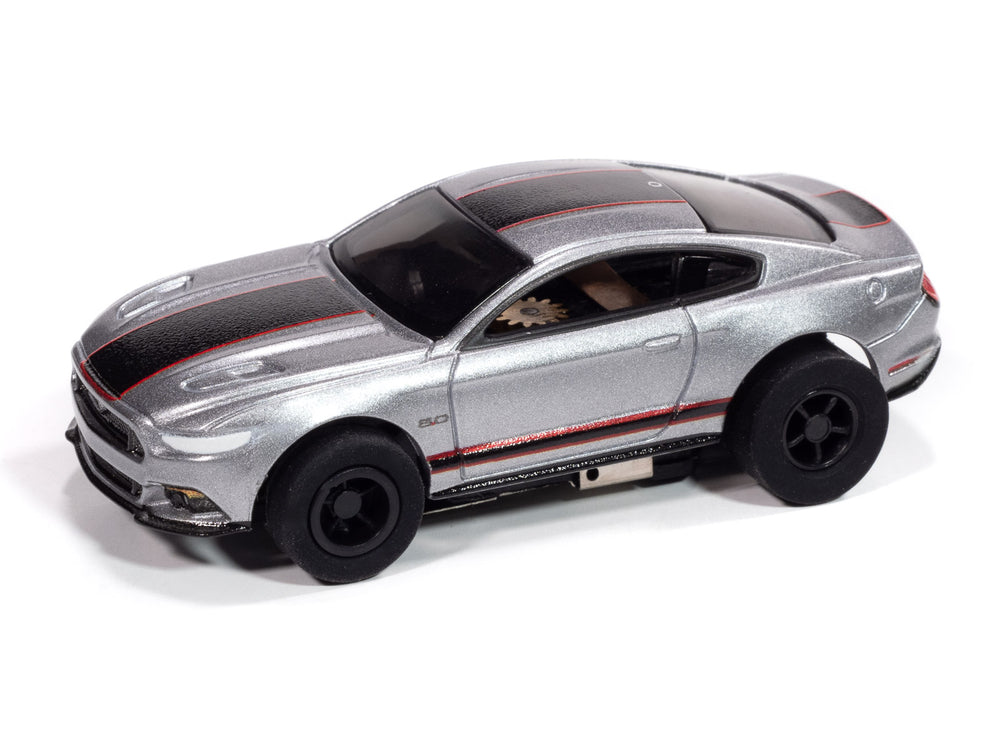 Auto World Xtraction 2015 Ford Mustang GT (Silver & Black) HO Scale Slot Car