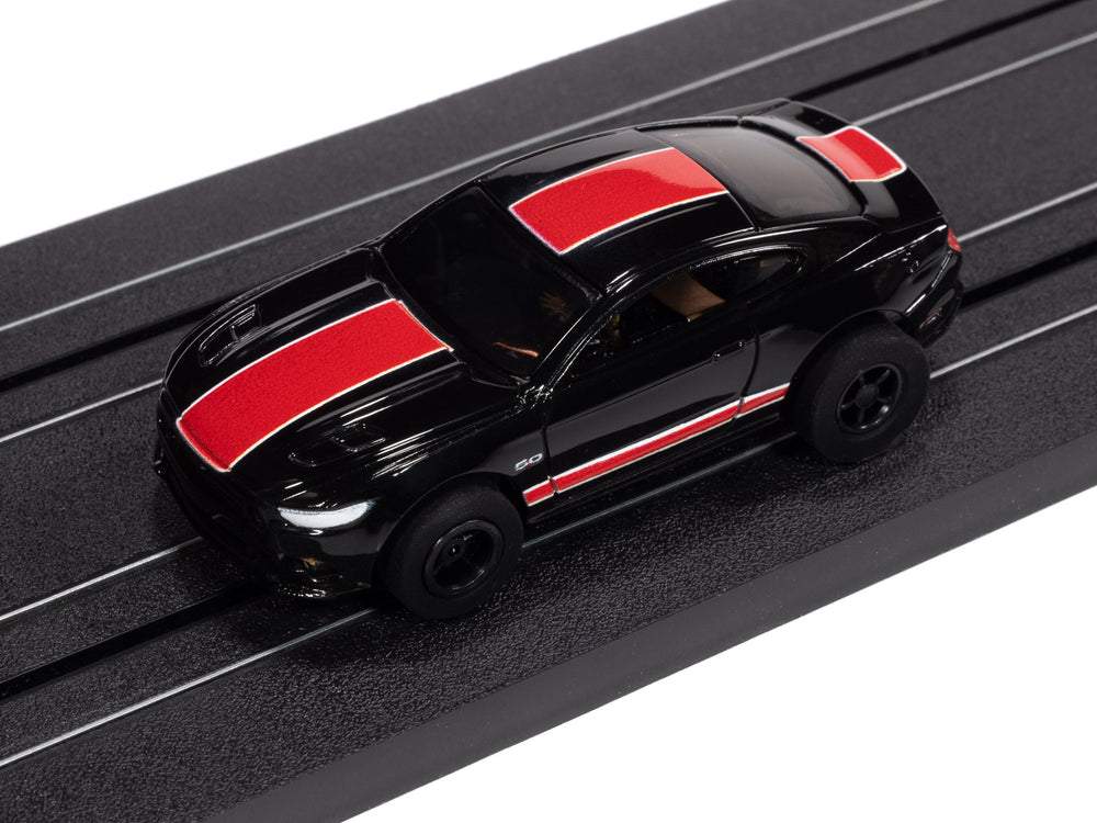 Auto World Xtraction 2015 Ford Mustang GT (Black & Red) HO Scale Slot Car