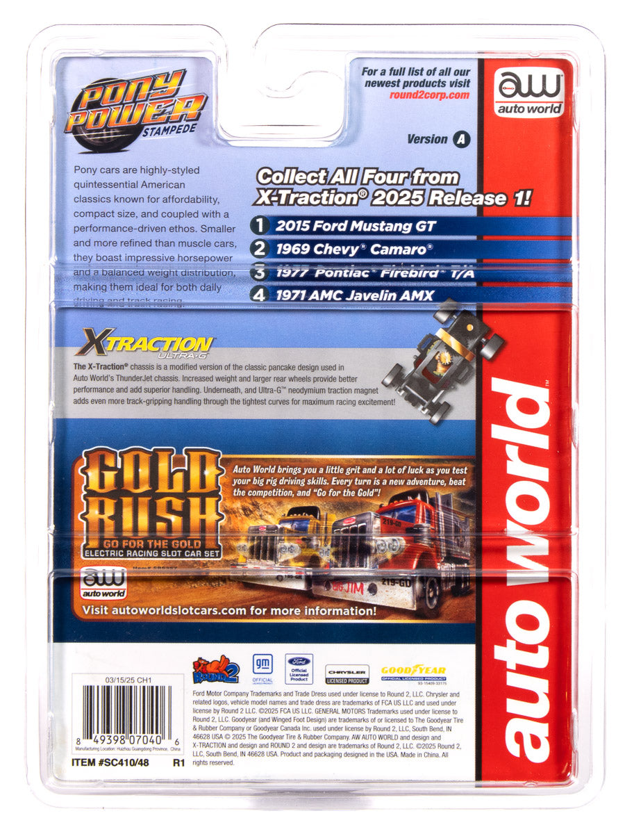 Auto World Xtraction 1977 Pontiac Firebird T/A (Blue, White & Black) HO Scale Slot Car