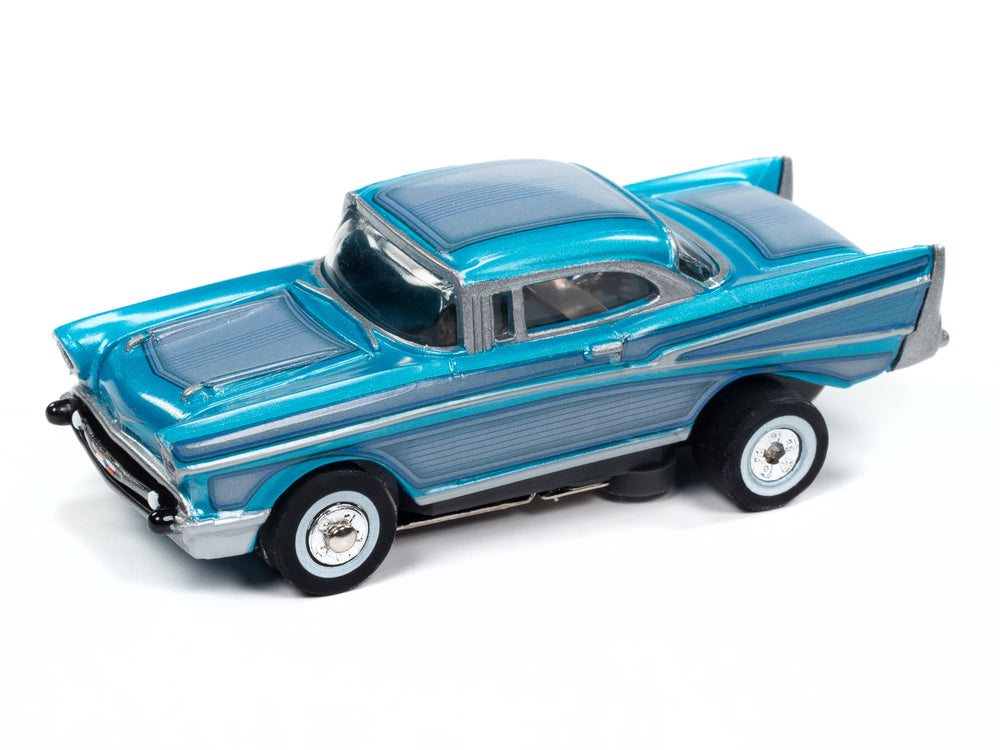 Auto World Thunderjet 1957 Chevrolet Bel Air Lowrider (Aqua) HO Scale Slot Car