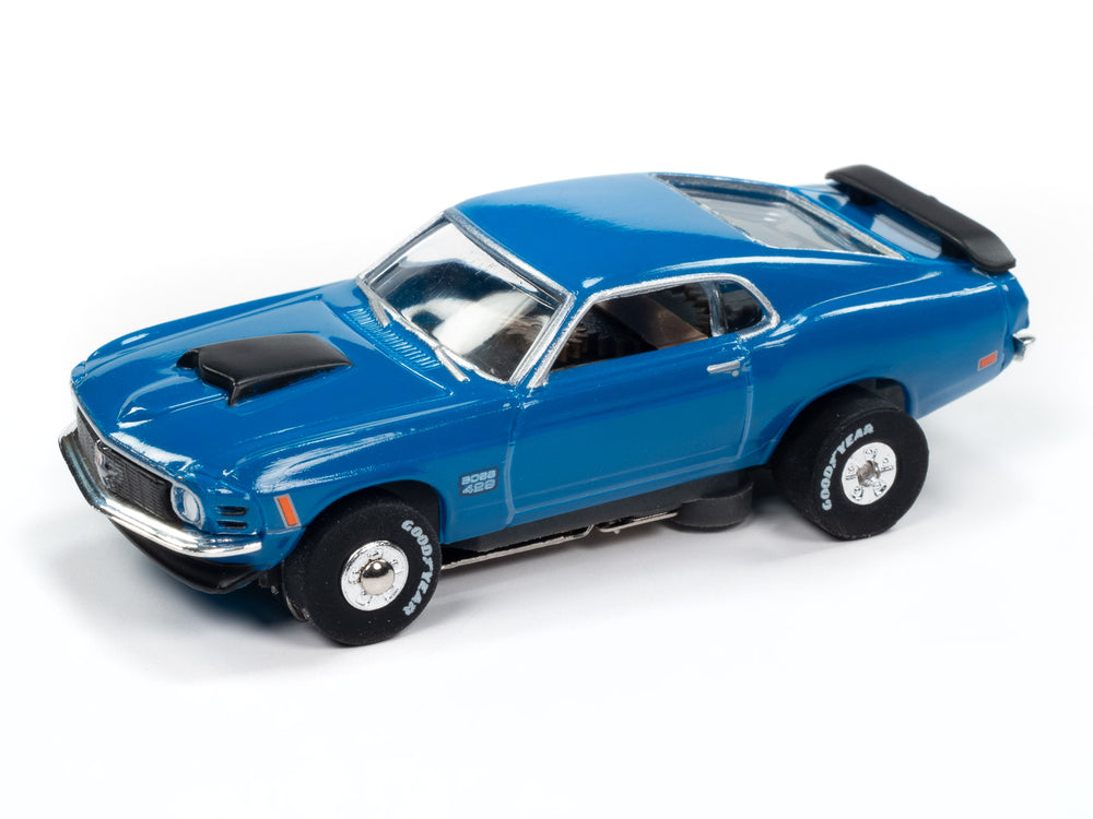 Auto World Thunderjet 1970 Ford Mustang Boss 429 (Blue) HO Scale Slot Car
