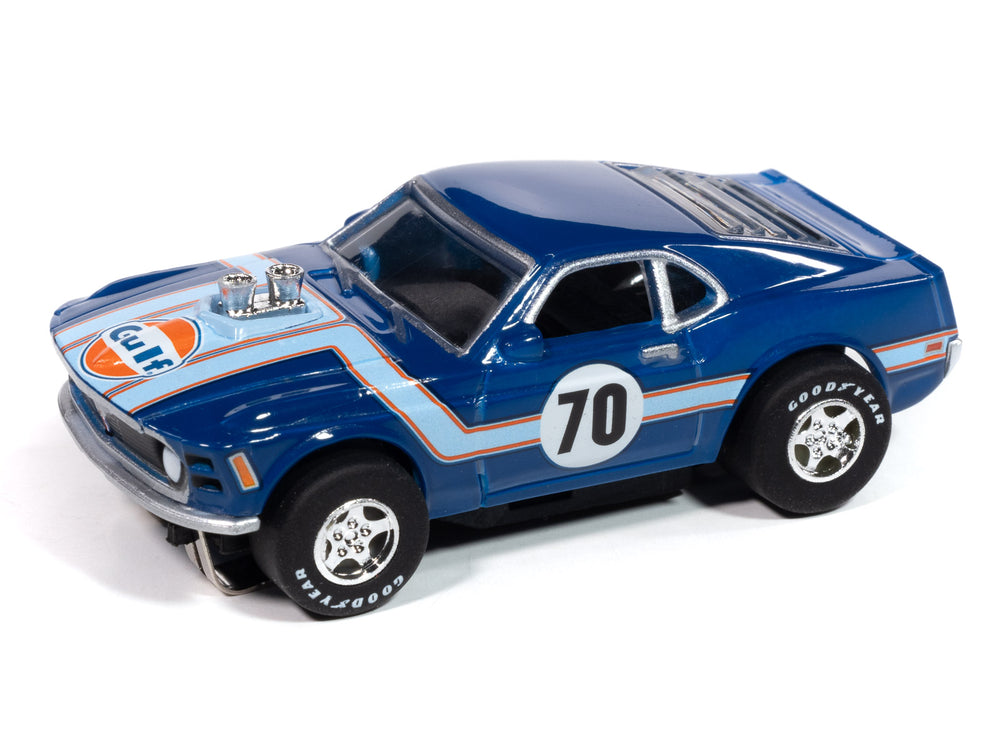 Auto World Super III 1970 Ford Mustang (Gulf Blue) HO Scale Slot Car