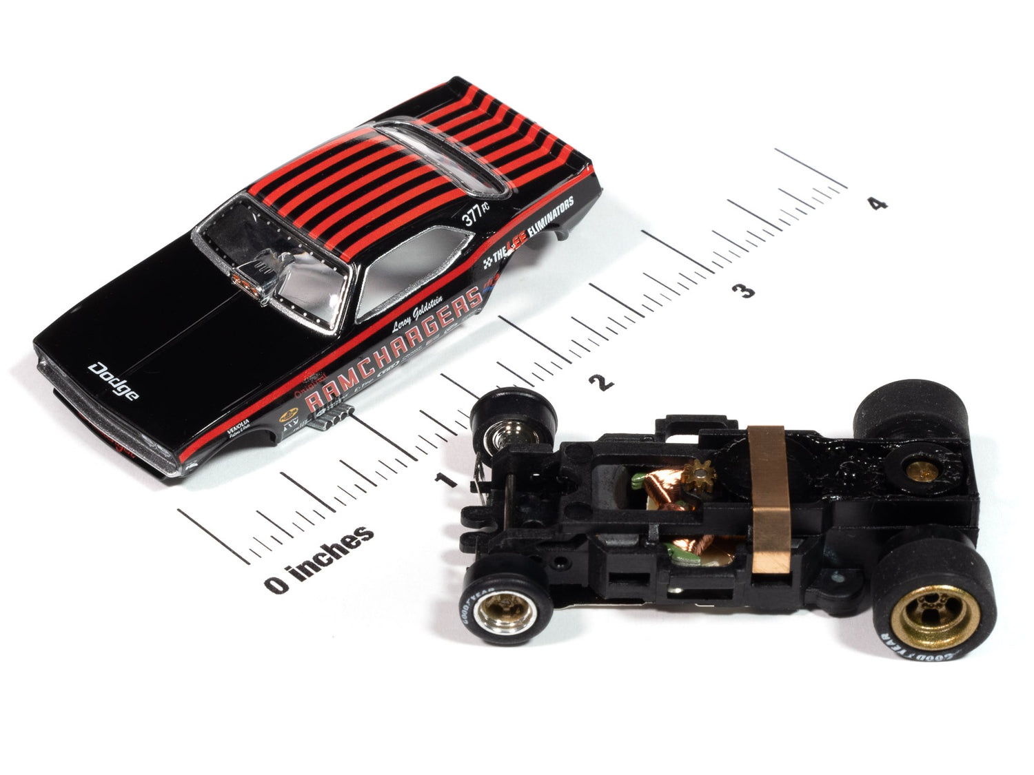 Auto World 4Gear 1970 Dodge Challenger Ramcharger (Black) HO Scale Slot Car