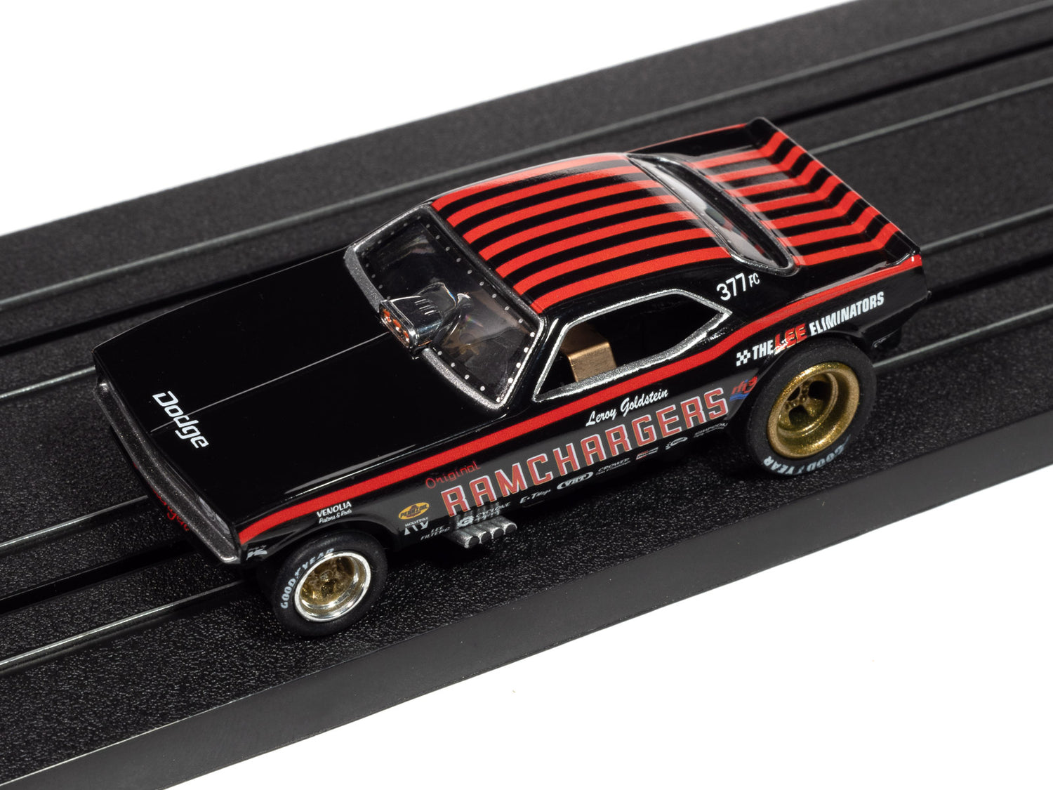 Auto World 4Gear 1970 Dodge Challenger Ramcharger (Black) HO Scale Slot Car