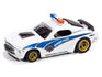 Auto World 4Gear 1970 Ford Mustang Highway Patrol Car (White w/ Blue Stripes) HO Scale Slot Car