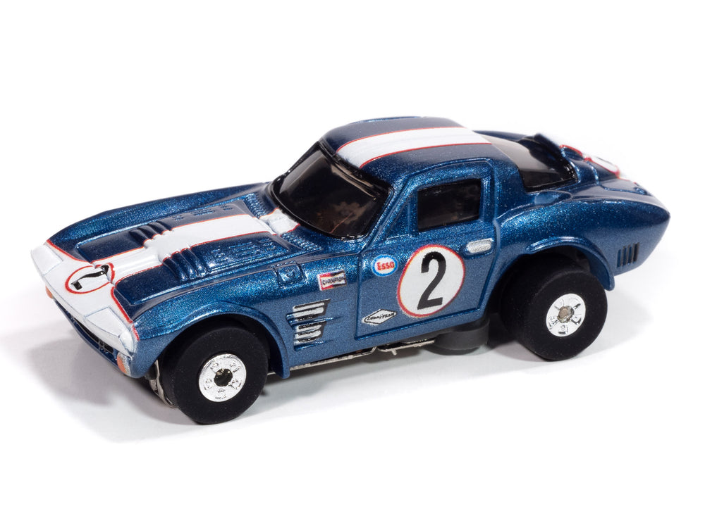 Auto World Thunderjet 1964 Corvette Grand Sport (Blue & White) HO Scale Slot Car