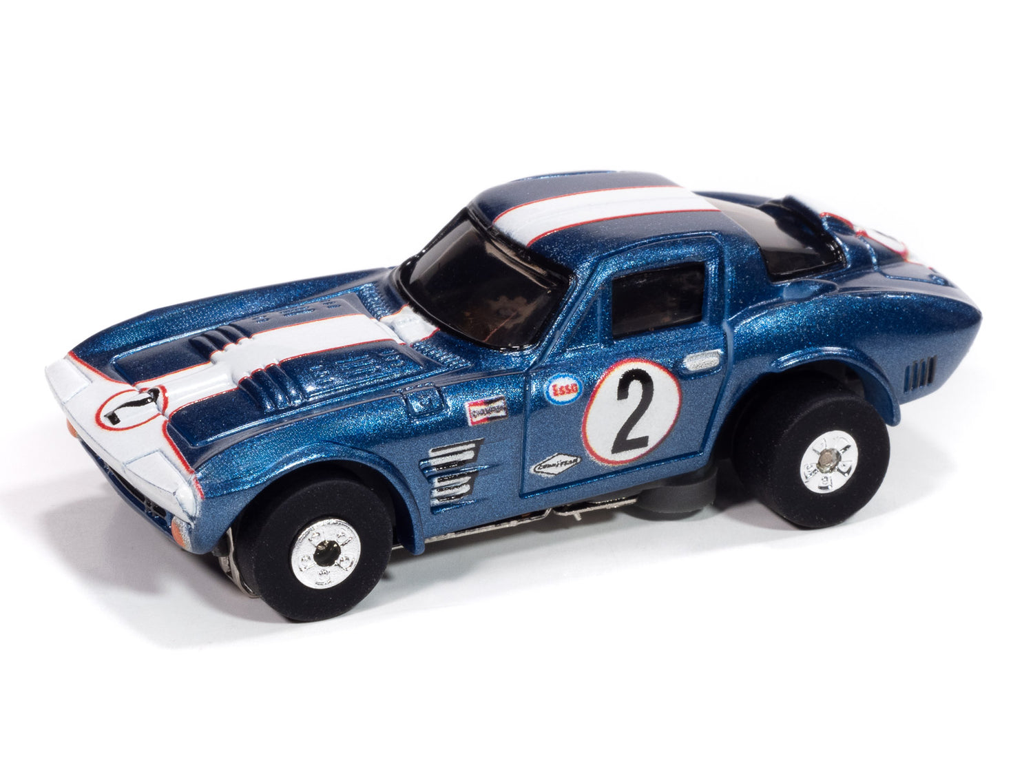 Auto World Thunderjet 1964 Corvette Grand Sport (Blue & White) HO Scale Slot Car