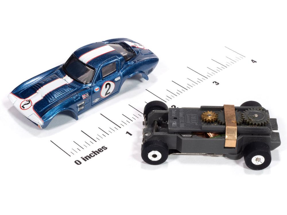 Auto World Thunderjet 1964 Corvette Grand Sport (Blue & White) HO Scale Slot Car