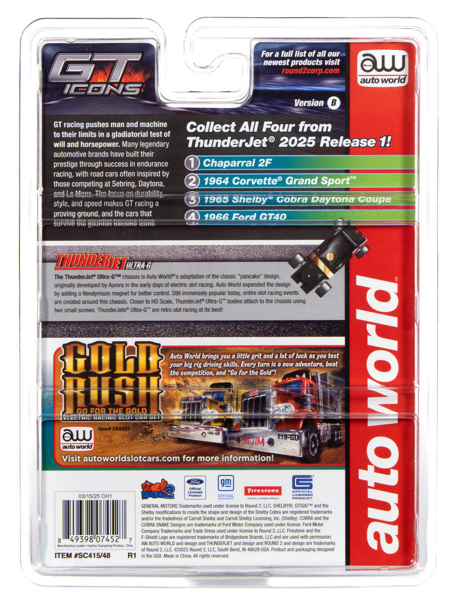 Auto World Thunderjet 1965 Shelby Cobra Daytona Coupe (Metallic Green) HO Scale Slot Car