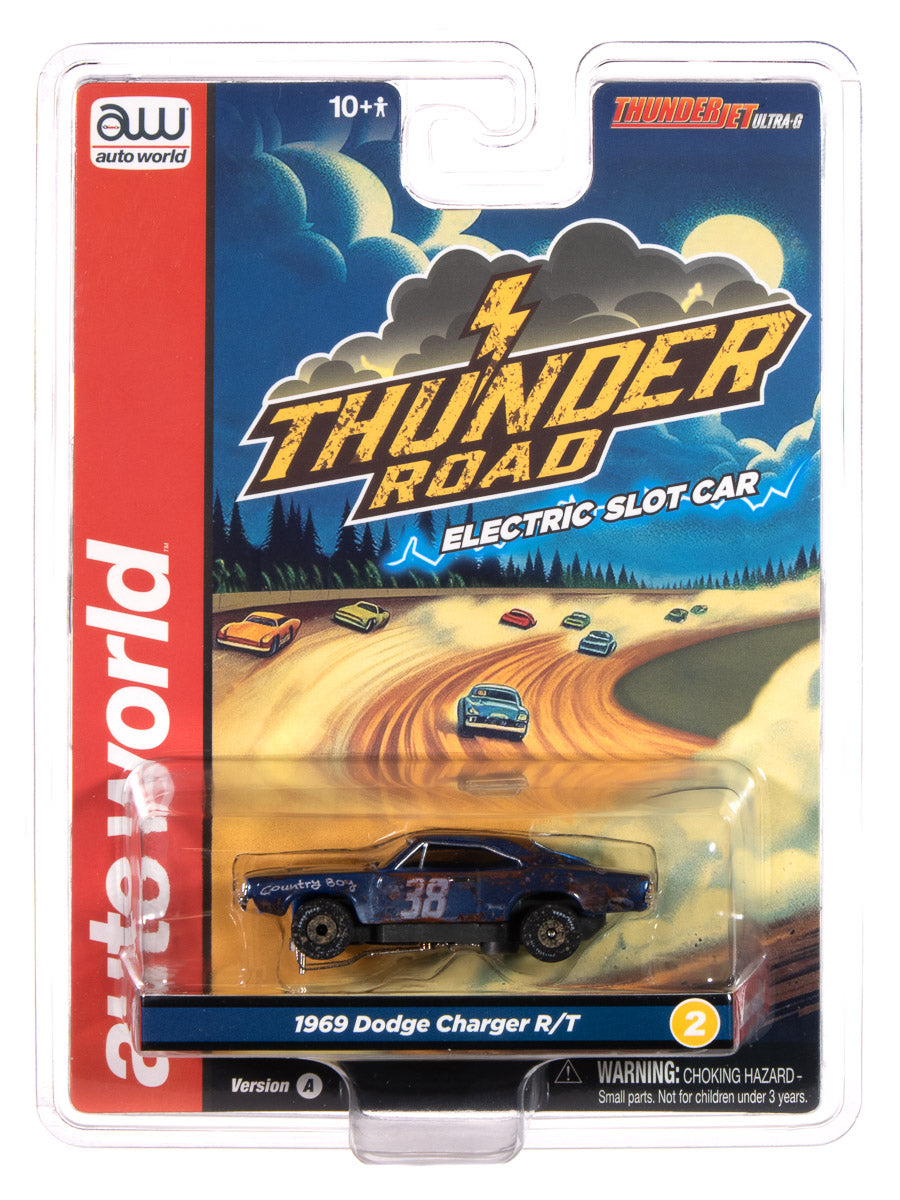 Auto World Thunderjet 1969 Dodge Charger (Dark Blue) HO Scale Slot Car