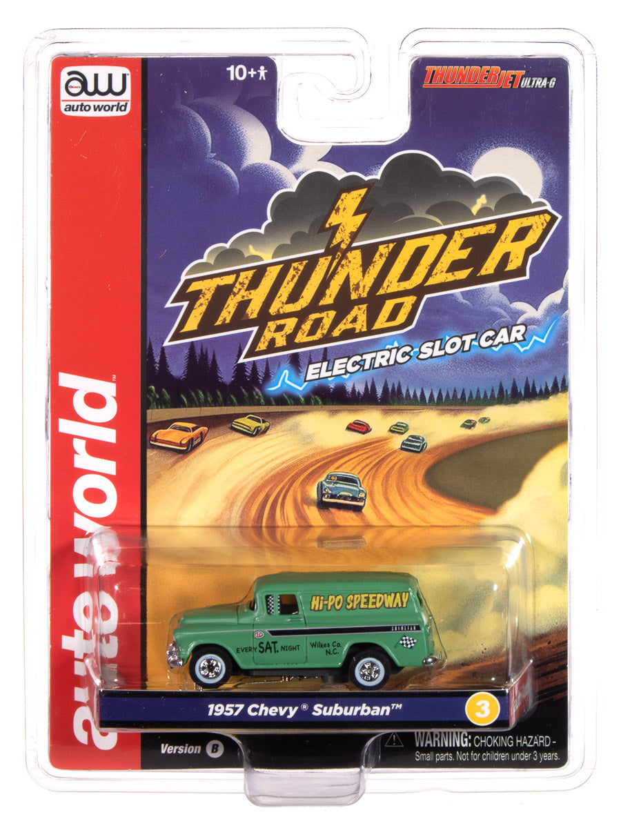 Auto World Thunderjet 1957 Chevy Suburban (Green) HO Scale Slot Car