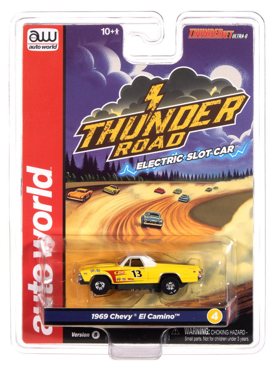Auto World Thunderjet 1969 Chevy El Camino (Yellow) HO Scale Slot Car