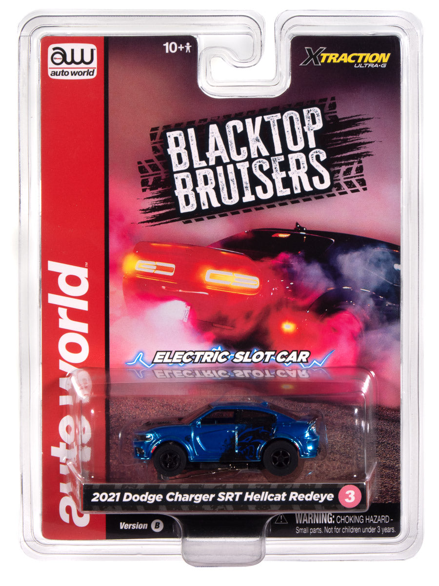 Auto World Xtraction 2021 Dodge Charger SRT Hellcat Redeye (Blue) HO Scale Slot Car